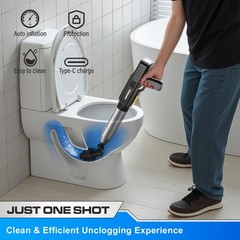 AMPFORCE &zwnj;Electric Toilet Plunger for Bathroom, High-Pressure Air Ink Black