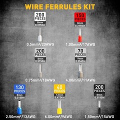 Ferrule Crimping & Stripping Tool Kit 1188-Piece, AWG 23-7 (0.25-10 mm&sup2;)
