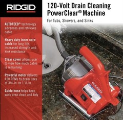 RIDGID PowerClear Drain Cleaning Machine &ndash; Red/Black