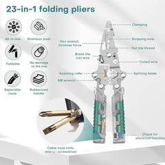 23 In 1 Foldable Wire Stripper Tool with Voltage Test, 2026 Electrical Pliers &