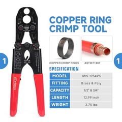 iCrimp PCKIT-1234PS PEX Crimping Tool Kit with PEX Tubing Cutter, PEX Crimper&hellip;
