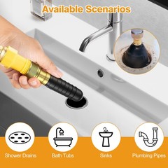 3PCS Drain Cleaning Bladder Kit for 1&Prime;- 6&Prime; Pipes Water Pressure Unclogg for Sink