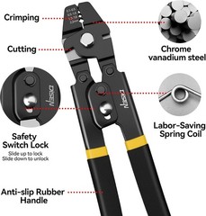 Wire Rope Crimping Tool, Fishing Crimper, Chrome Vanadium Steel, Black Swaging T