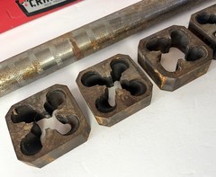 Sears Craftsman Pipe Threading Dbl Pawl Long Handle Set 5 Die Solid Ratchet USA