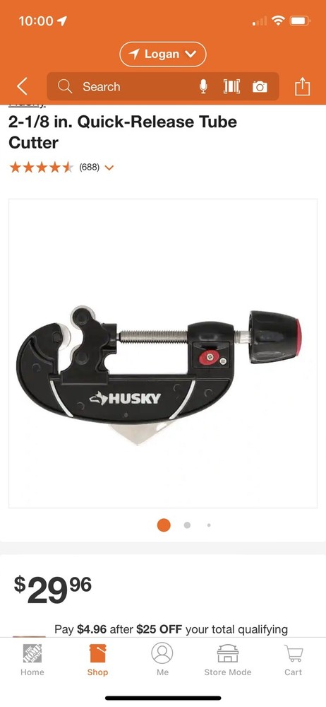 Husky 2 1/8 inch quick release tube cutter 089-212