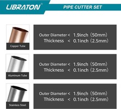 Libraton Pipe Cutter, Tubing Cutter 3/16&Prime; to 2&Prime; Outer Diameter, Copper Pipe Cutt