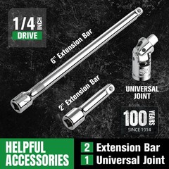 SK 1/4&Prime; Drive Socket Set with 90-Tooth Ratchet, 52-Piece, SAE & Metric, Super&hellip;