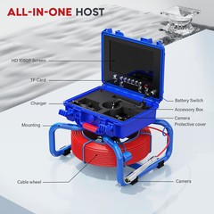 Sewer Camera 50M Pipe Inspection Camera with 512Hz Transmitter Self-leveling 9&Prime;