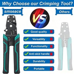 Multifunctional Wire Crimper, Stripper, and Cutter for Insulated/Bare Connectors