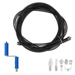 20ft x 1/2&Prime; Drain Cleaning Cable with 6 Cutters, Manual & Powered Adapters, Sewe