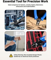Small Wire Cutter Spring-loaded GJ706BL, Precision Flush Cutter Pliers Diagonal