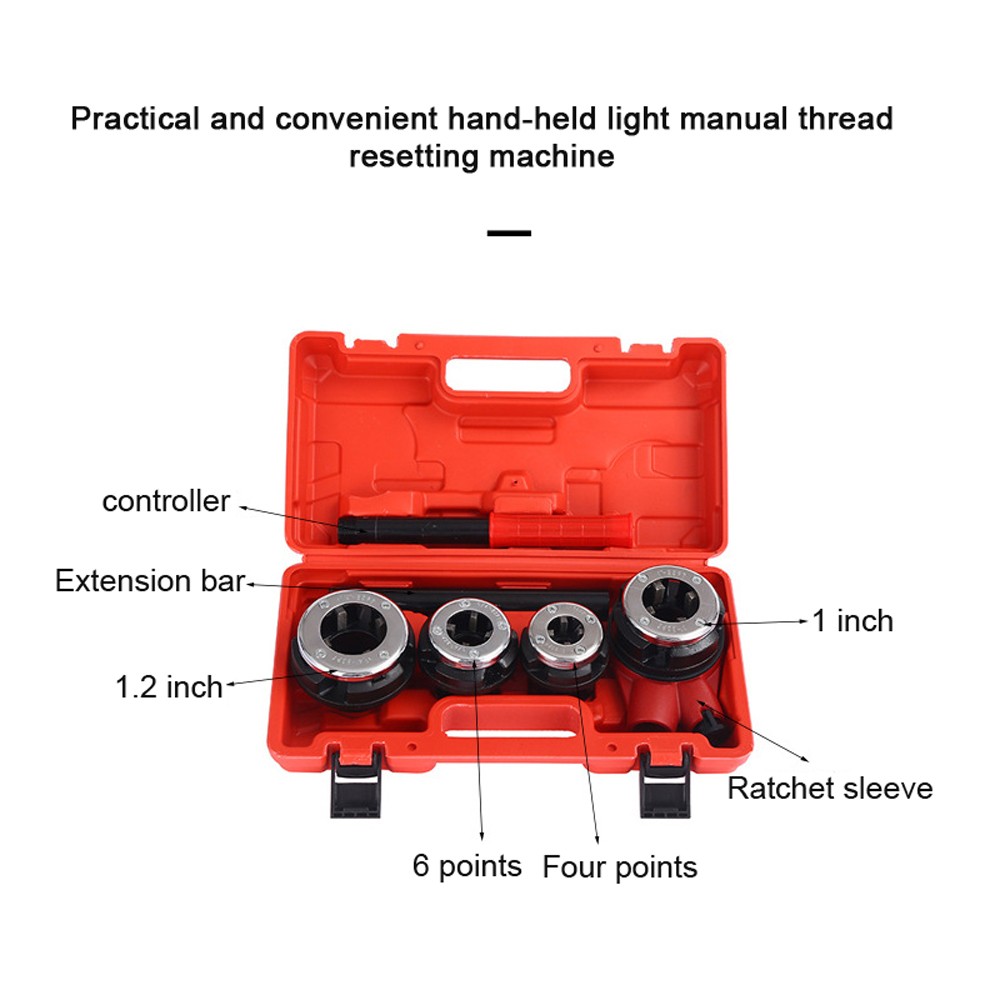 Portable Ratchet Pipes Threader Kit Manual Ratcheting Threading Tool Set Wi BCDO