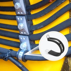 24Pcs 40mm(1-9/16&Prime;) Stainless Steel Rubber R-Tube Strap Clamp, Black
