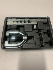 Flaring tool kit with assorted sizes from 3/16 through 1/2 inch.