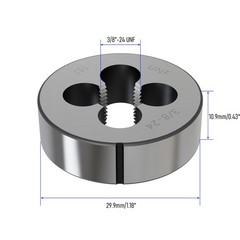 3/8&Prime;24 UNF Round Threading Die Right Hand Alloy Tool Steel Cut Repair