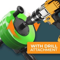 Professional Grade 50FT Drain Snake &ndash; Includes Drill Attachment and Gloves