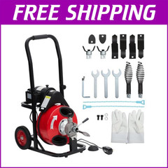 100 FT x 1/2&Prime; Drain Cleaner Electric Sewer Snake Cleaning Machine 110V w/ Gloves