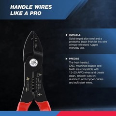 02037A Compact Wire Stripper | 4-in-1 Multi Purpose Electricians Pliers | Wire C