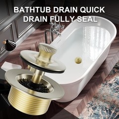 Brushed Gold Tub Drain Stopper Bathtub Drain, Hair
