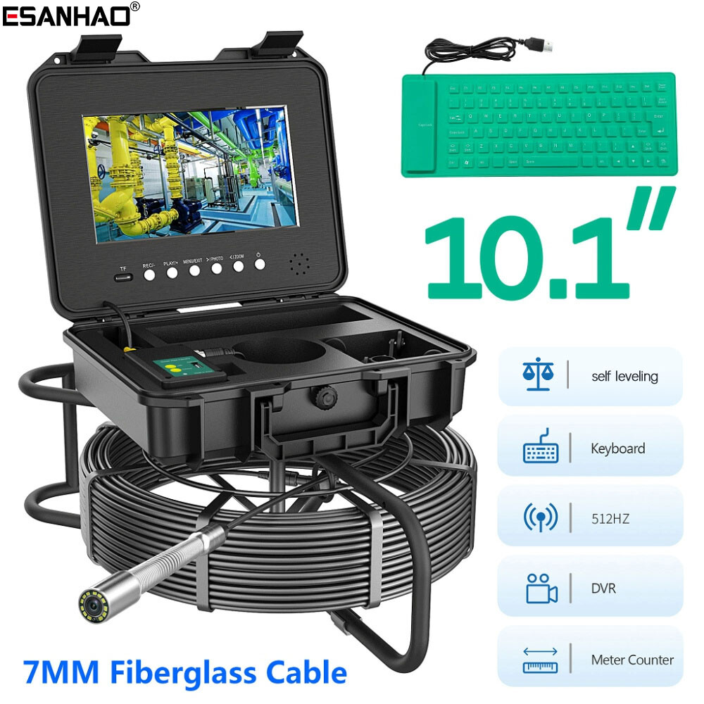 50M Pipe Inspection Camera with 512HZ Sonar Meter Counter Auto-balance Keyboard