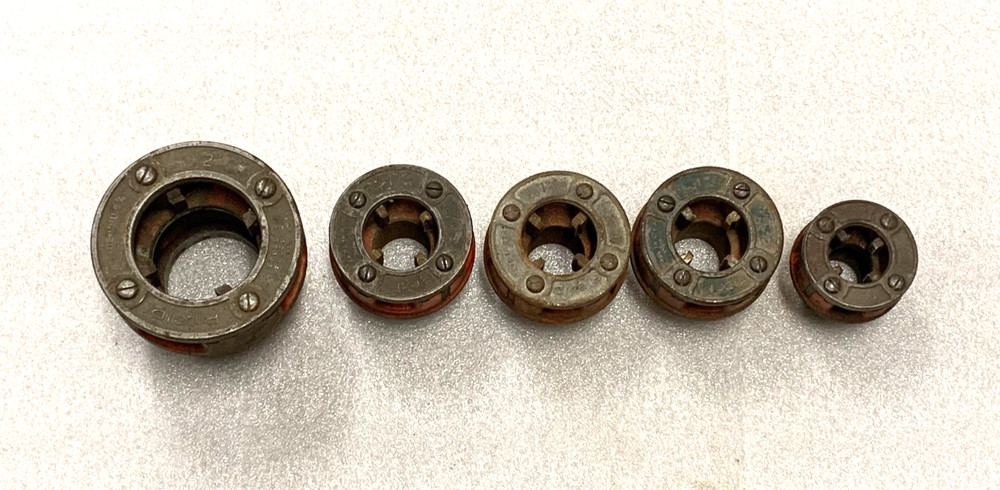 (5) Ridgid 12-R 2&Prime;, 12-R 3/4&rdquo;, (2) 11-R 1&rdquo;, O0R &ndash; 1&rdquo;, Pipe Threader Die Head