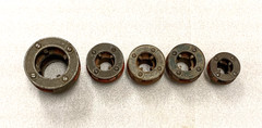 (5) Ridgid 12-R 2&Prime;, 12-R 3/4&rdquo;, (2) 11-R 1&rdquo;, O0R &ndash; 1&rdquo;, Pipe Threader Die Head
