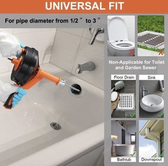 25Ft Drain Auger, Clog Remover with Drill Adapter