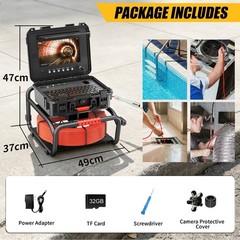 50m Pipe Inspection Camera 512hz Self-leveling Sewer Camera w/ Meter Counter 10&Prime;