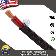 100 FT 1/4&Prime; Black Expandable Wire Cable Sleeving Sheathing Braided Loom Tubing