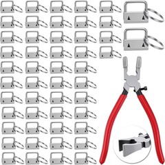 50pcs Key Fob Hardware Set, Lanyard Key Fob Hardware 1 Inch with Keys Fobs Plier