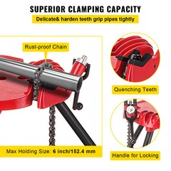 6 inch Tripod Pipe Chain Vise Stand w/ Rubber Mounts Anti-slip Copper Cutting