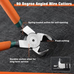 Diagonal Pliers for Flush Cut Plastics, 90 Angled Wire Cutters for Crafting, Wir