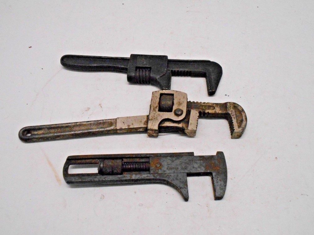 Lot Of 3 Adjustable Drop Forged Steel Monkey Pipe Wrenches Plumbers Hand Tools