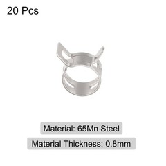 Spring Hose Clamp, 20pcs 65Mn Steel 13mm Low Pressure Air Clip, Nickel Plated