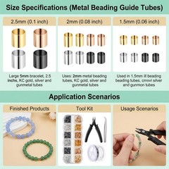 2200 Pieces Crimping Beads for Jewelry Making, Metal Crimp Tubes Tube Crimp Bead