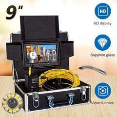 164Ft HD Sewer Camera with Light, 9&Prime; Monitor, Waterproof, 12 LED, DVR