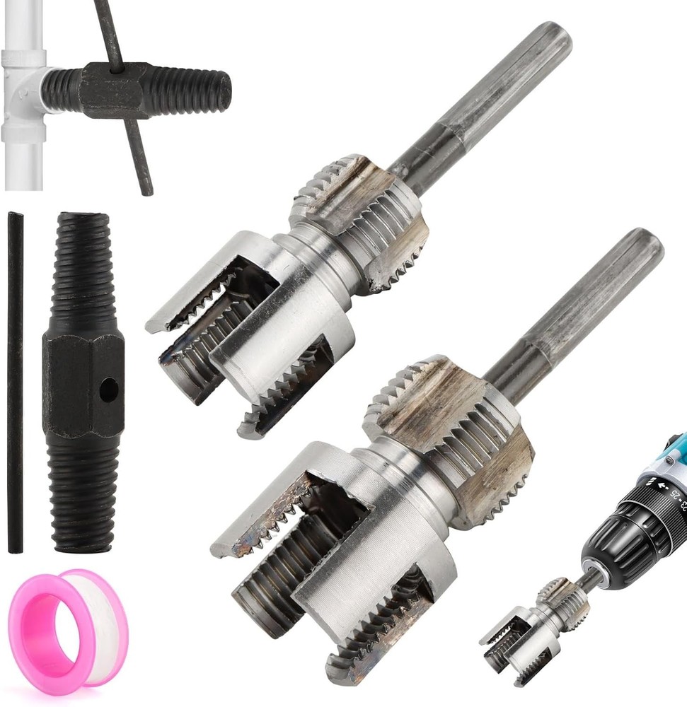 Integrated Internal & External Pipe Threading Tool with Screw Extractor & Sealan