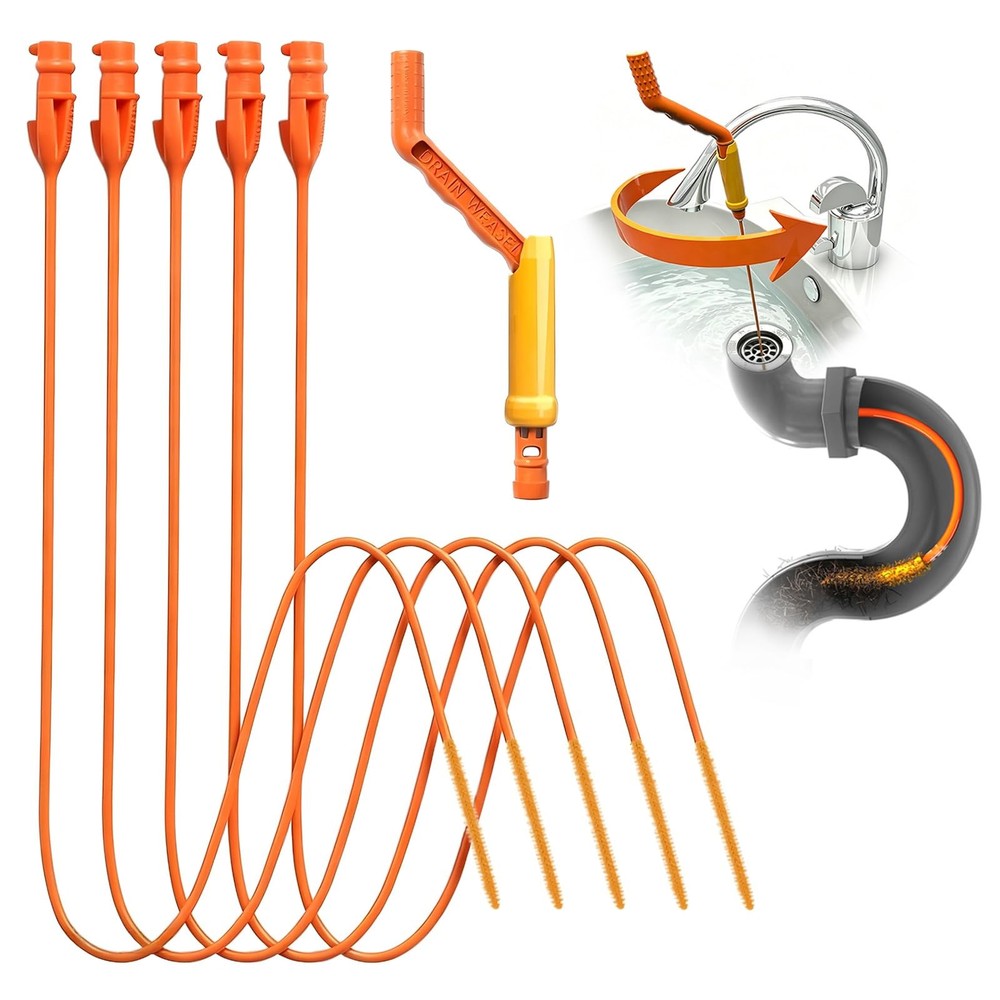 6-Pack Reusable Drain Snake Hair Clog Tools, 5 x 18-Inch Flexible Snakes with&hellip;