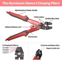 1/16 Inch Wire Rope Crimping Tool Up To 2.2mm Fishing 0.1 mm to 2.2 mm, Red