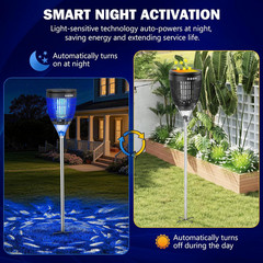 All in 1 Solar Bug Zapper Outdoor, Flame & Projection Mode, Auto/Manual Modes, 4