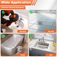 25Ft Snake Drain Hair Removal Tool Drill Powered and Manual Drain Cleaner Tool
