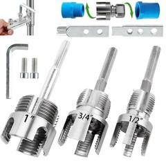 4-Piece PVC Pipe Threader Kit, 1/2&Prime; 3/4&Prime; 1&Prime; NPT, Bolt Extractor, Drill Compatibl