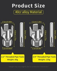 Internal & External PVC Pipe Threader Set for Home Repair &ndash; 2PCS (1/2 & 3/4)