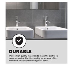 PLUMBCRAFT Manual Drain Pipe Auger 25FT for Small to Medium Household Drains