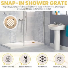 LXLOTUS 4 &frac14;&rdquo; Champagne Bronze Snap-in Shower Drain Cover &ndash;