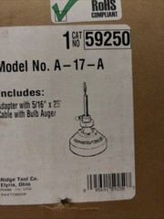 RIDGID A-17-A Adapter 5 /16&Prime; x 25&Prime; cable bulb auger 59250 (IN THE ORIGINAL BOX)