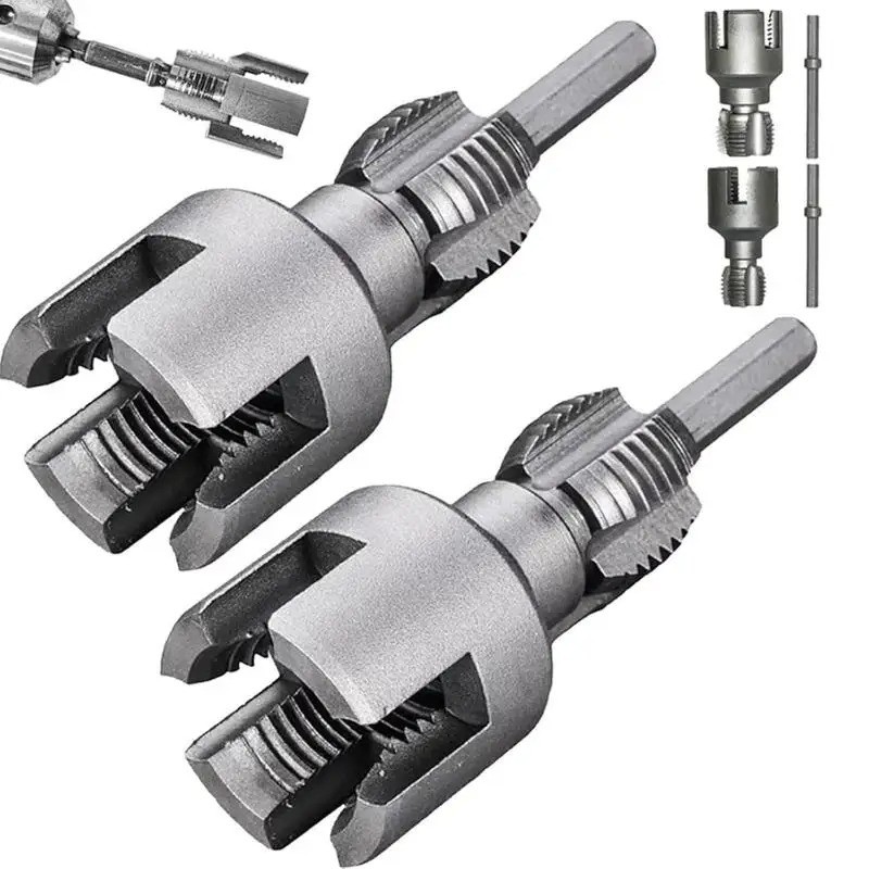 2pcs Integrated Internal & External Pipe Threading-Tool,PVC Pipe Threader Kit