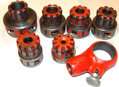 RIDGID 00-R MANUAL PIPE THREADER RATCHET HEAD & 6 DIES! 1, 3/4, 1/2, 3/8, 3/16&Prime;!