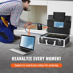 7&Prime; 30m/100ft Sewer Camera Pipe Inspection Camera LCD Monitor with DVR Function