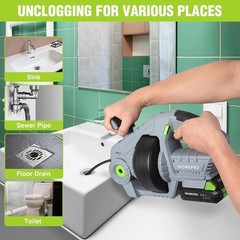 20V Electric Drain Auger &ndash; 25Ft Plumbing Snake with Fast-Charging 2.0Ah Battery